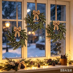 4 Pcs Mini Christmas Hanging Wreaths Artificial Cedar Cypress Pine Greenery with Pine Cones & White Berries Small Rustic Farmhouse Wreath for Cabinets Front Door Porch Window Wall Holiday Winter Decor - Image 3