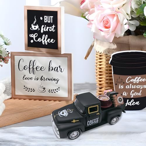 Coffee Decor for Coffee Bar Vintage Metal Truck Decor, Black - Image 4