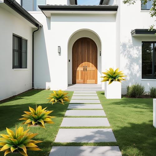 Artificial Agave Plants Outdoors, 28", 2-Pack, Yellow Fake Greenery - Image 6