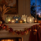 RattanView Lighted Fall Pumpkin Table Decorations Wooden Autumn Centerpiece - Image 5