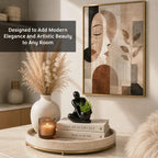 SENEA KAY Modern Abstract Statue with Removable Faux Succulents Plants – Figurine Home Decor Accents, Coffee Table Shelf Styling. Collectible Art Luxury Gift Items Woman Thinker Sculpture (Black) - Image 2
