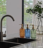 JASAI 18Oz Amber Glass Soap Dispenser with Gold RustProof Pump for Bathroom - Image 7