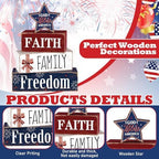 Moucuny 4 Pcs Patriotic Wooden Block Sign July 4th Table Star Decor - Image 4