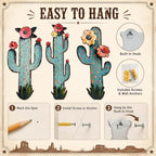 flangairy 3 Pcs Metal Cactus Wall Art, Southwestern Decor for Living Room - Image 3