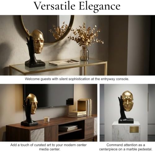 Gold Decor Resin Bust Statue Abstract Face Sculpture for Shelf - Image 5