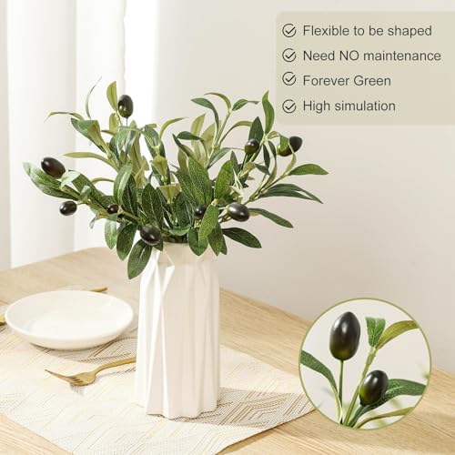 10pcs 10” Faux Olive Leaves Stems Artificial Branches for Vases - Image 5