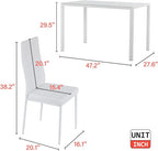 FDW | 5-Piece Dining Table Set | White | Glass Kitchen Table - Image 3