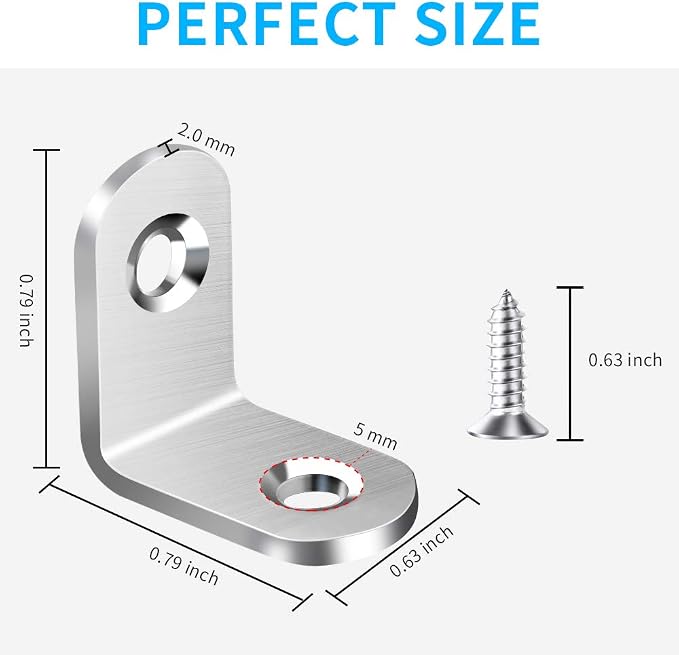 40PCS L Bracket Corner Brace, Stainless Steel L Brackets - Image 7