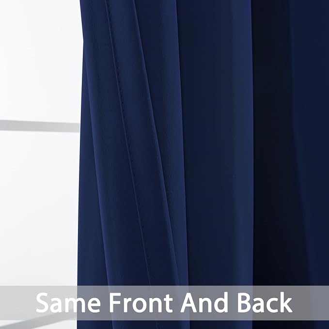 Yakamok Room Darkening Curtains 62x84 inch Length Navy Blue-Living Room | 2 - Image 3