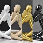 Gold Reading Women Statue, Thinker Sculptures, Abstract Art Ornament, Modern Aesthetic Figurine Decoration, Suitable for Home Living Room Bedroom Office Shelf Table Desk Bookshelf Decor (Black Right) - Image 6