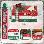 Christmas Wood Book Stack, Christmas Tiered Tray Decor, Peace on Earth Mini Faux Decorative Books with Pine Berry, Farmhouse Book Decor for Home Table Mantle Shelf - Image 3