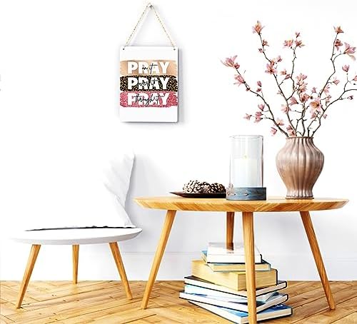 Inspirational Decor Pray On It Bible Verse Wall Art Christian Gifts for Women Scripture Wooden Hanging Sign for Modern Home Office Kids Room Bathroom Bedroom Wall Art Decoration 8 x 10 Inches - Image 2