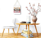 Inspirational Decor Pray On It Bible Verse Wall Art Christian Gifts for Women Scripture Wooden Hanging Sign for Modern Home Office Kids Room Bathroom Bedroom Wall Art Decoration 8 x 10 Inches - Image 2