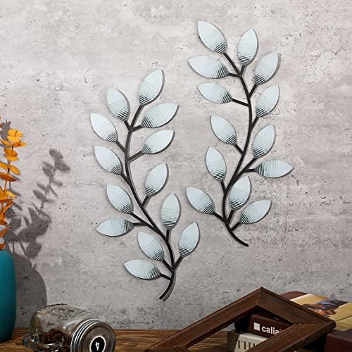 Zhengmy 2 Pcs Metal Leaf Wall Art Vine Branch Decor,Retro White - Image 3