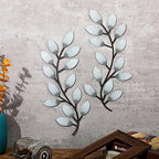 Zhengmy 2 Pcs Metal Leaf Wall Art Vine Branch Decor,Retro White - Image 3
