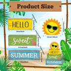 Yuntau 4 Pcs Summer Tiered Tray Decor Hello Sweet Summer Wood Block Signs - Image 4