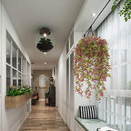 Artificial Hanging Vine, Sweet Potato Leaves Plastic Plants Greenery Faux Ivy Garland Fake Plant UV Resistant for Indoor Outdoor Garden Door Wall Baskets Wedding Party Table Decoration Red 2 Pcs - Image 3