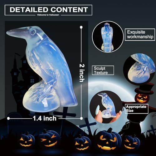Opalite Raven Statue Gothic Witchy Decor Hecate Altar Crystal - Image 2