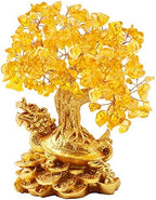 Feng Shui Money Tree Office Home Table Feng Shui Decoration Crystal Money Tree for Wealth and Good Luck,Golden QiLin-QL by BWINKA