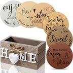 Queekay House Warming Gifts New Home Farmhouse Coasters Set of 6, Brown by Queekay