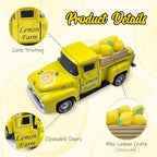 Lemon Decor Vintage Truck Decor Mini Lemons & Wooden Crate, Yellow - Image 3