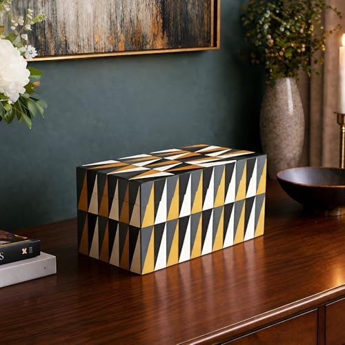 Handicrafts Home Black White Large Decorative Keepsake Box with Lid, 10x5x5 - Image 7