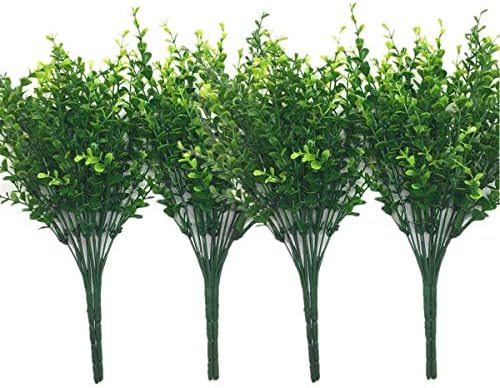 CATTREE Artificial Eucalyptus Plants, Plastic Christmas Decorations Fake Shrubs Bushes Green Leaves Wedding Indoor Outdoor Home Garden Verandah Kitchen Office Table Centerpieces Arrangements 8 pcs by CATTREE