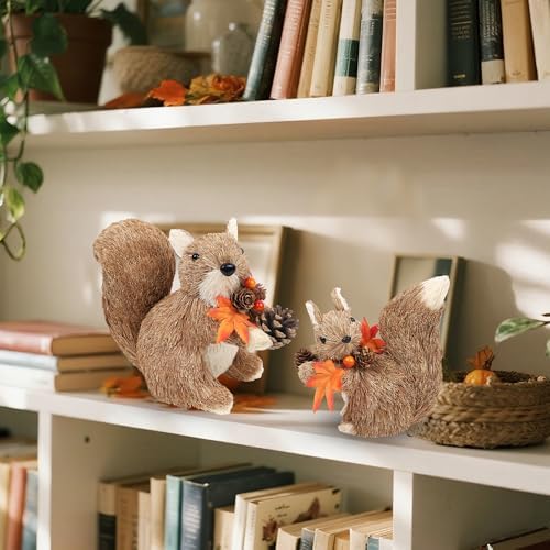 winemana Set of 2 Fall Decorations for Home Squirrels Table Decor - Image 2