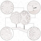 AXEARTE 2 Pack Wooden Carved Cutout Flower Medallion Sculpture, Rustic Distressed White MDF Statues Home Tabletop Decor, Decorative Ornaments for Living Room, Bedroom, Office Desktop, Cabinets - Image 3