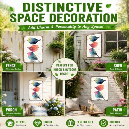 Vintage Tin Sign Watercolor Birds Wall Decor Nursery Print Cute Wall Decoration Animals Tin Sign Poster Home Bar Plate Wall Decor Birds Metal Tin Sign 12x8 Inch - Image 5