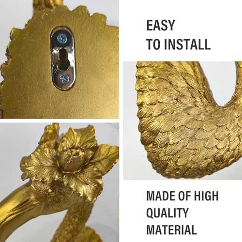 GUSFREUD Gold Animal Heads Sculptures Wall Art - 13" Resin Faux Flamingo for Home Wall Decor, Bird Wall Hanging Decoration for Living Room, Bedroom & Kitchen, Unique Gift Idea - Image 3