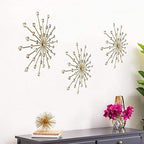 ZEXUIRU 3 Set Gold Starburst Wall Art for Home Decor Metal Bling Crystal Rhinestones Sunburst Wall Decor Sparkling Rhinestone Art Accent Gold - 13in - Image 5