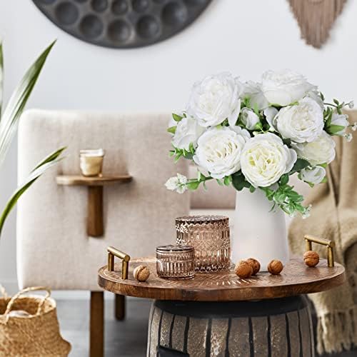 RECUTMS 2PCS Faux Peonies in Ceramics Vase Artificial Flowers - Image 6