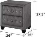 Sophia Modern Style Crystal Tufted 2-Drawer Nightstand Upholstered - Image 3