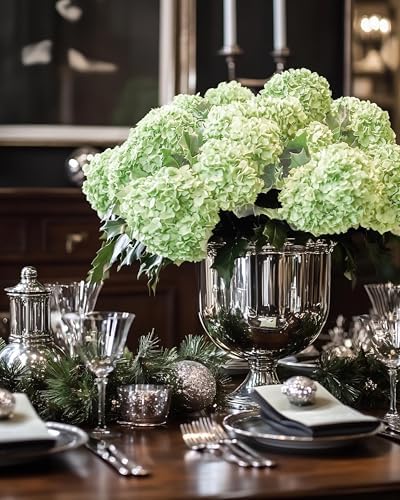 Coferset 3pcs Lifelike Real Touch Hydrangea Artificial Flowers,Light Green - Image 6