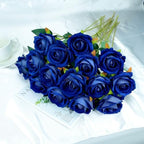 SITUMEIZI 15PCS Blue Artificial Roses Silk Flowers Fake Roses Realistic Bouquet Long Stem with Gift Box for Mother's Gift Day Home Party Wedding Decorations - Image 6
