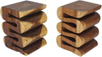 Haussmann Wood Wave Verve Accent Snake End Table 14x14x20 in H, Walnut Oil - Image 5