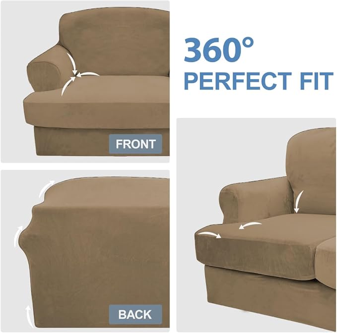 CUCRAF T Cushion Sofa Cover 4 Piece Slipcovers, Soft Thick Velvet Couch Cover - Image 6