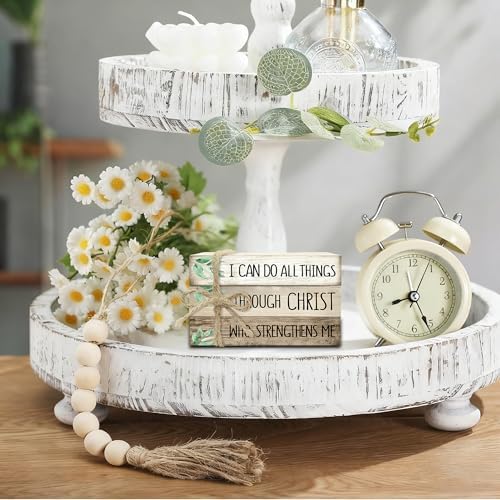 Decorative Books for Home Decor, Wood Book Stack for Table Decor, I Can Do All Things Through Christ Who Strengthens Me Decoration Books for Office Shelf, Farmhouse Stacked Books Decoration (L75) - Image 4