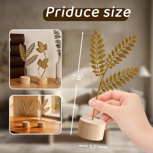 Gold Leaf Home Decor Set - Metal Leaves Statues, Modern Artistic Sculptures for Living Room, Office, Shelf & Home Decorative, Handmade 3D Botanical Accents (Fall Decor) - Image 5