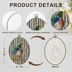 dvhdajed Vintage Backpacking Mallard Duck Oval Wall Art Decor, Mallard Duck Camping Green Striped Framed Canvas Art, Rustic Wall Hanging Decor for Boys Room Bedroom, Farm Animal Decorations,8.7x11.3 - Image 7