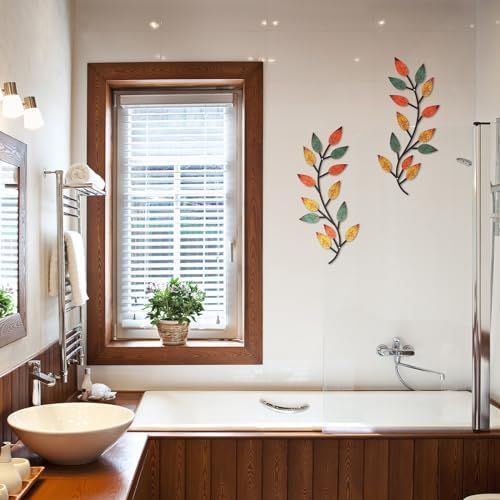 Zhengmy 2 Pcs Metal Leaf Wall Art Vine Branch Decor,Lively Colors - Image 6