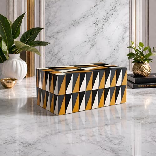 Handicrafts Home Black White Large Decorative Keepsake Box with Lid, 10x5x5 - Image 6