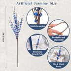 10Pcs Blue Jasmine Flowers 29.5" Artificial Pussy Willow Branches for Vase - Image 2
