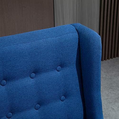 HOMCOM Wingback Double Sofa Linen Fabric Upholstery Button Tufted Loveseat - Image 9