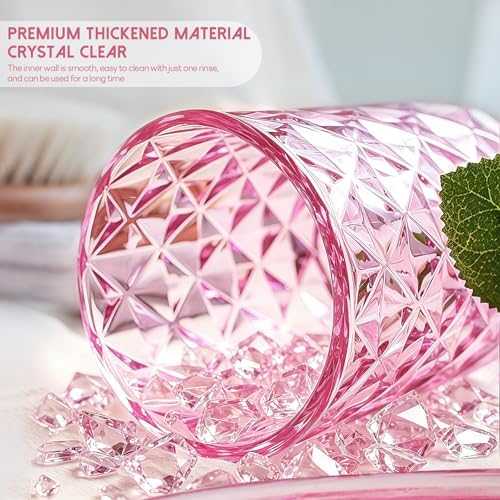 5 Piece Glass Bathroom Accessories Set, Pink & Gold Vanity Countertop Set - Image 3