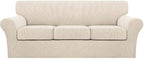 Turquoize 4 Piece Sofa Covers for 3 Cushion Couch Sofa Slipcover Soft Couch by Turquoize