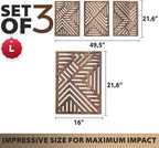qmmp Modern Wooden Wall Sculptures - Set of 3 - Home Decor Accent - Large Wall Art for Living Room, Bedroom, Office - Easy Installation (Walnut, Large - Direction) - Image 4