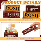 Yuntau 4 Pcs Rosh Hashanah Table Decor Wood Sign Jewish Tiered Tray Decor - Image 5