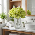 6Pcs 13" Light Green Silk Hydrangea Artificial Flowers - Image 4